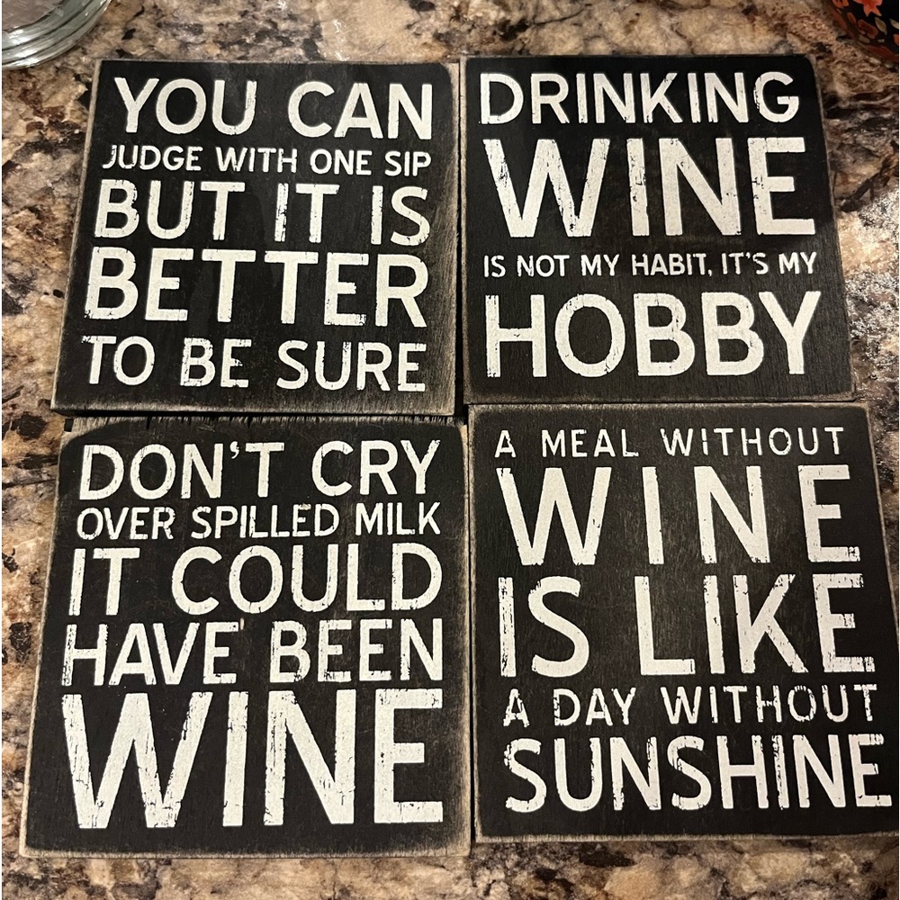 Set of 4 wine themed coasters